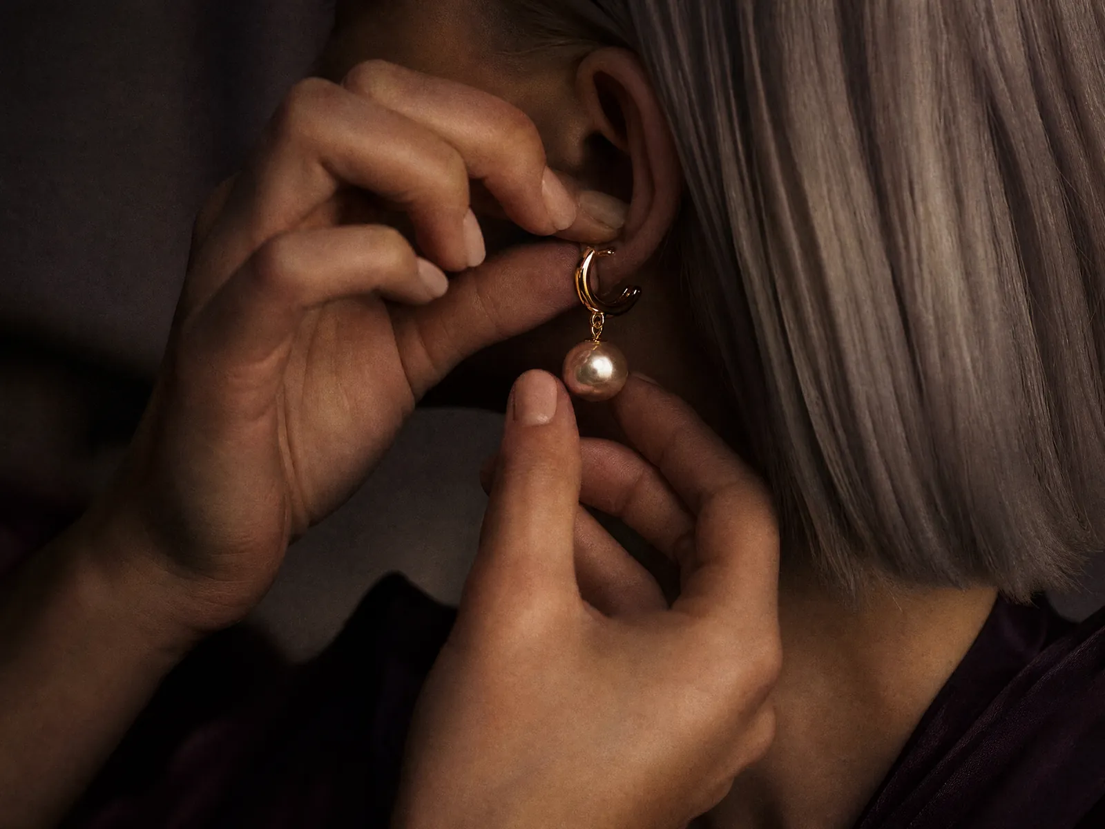 Glass pearl drop hoops