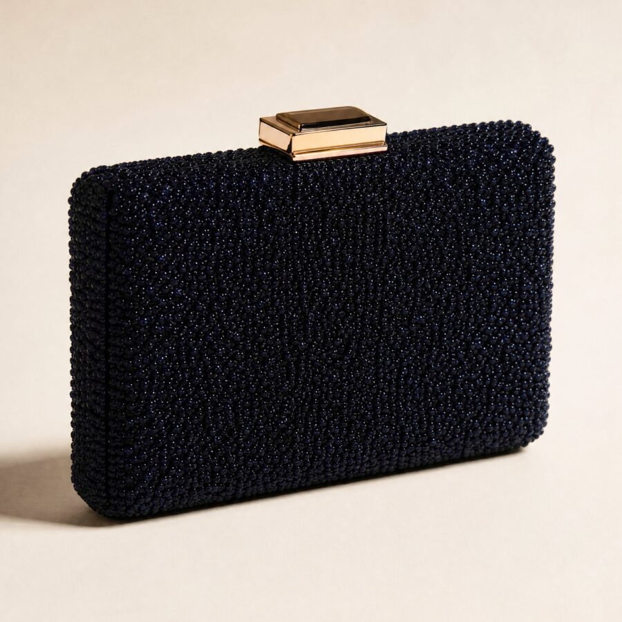 Beaded Box Clutch in Midnight