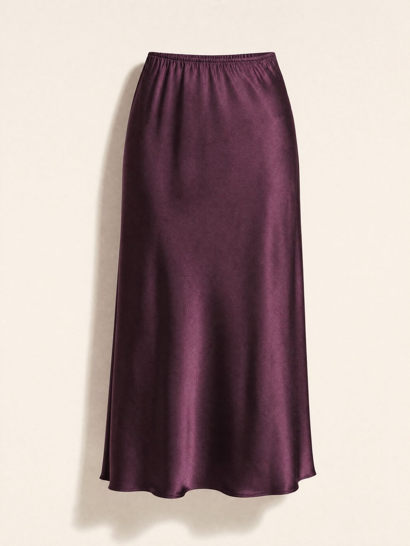 Slip Satin Midi Skirt in Plum