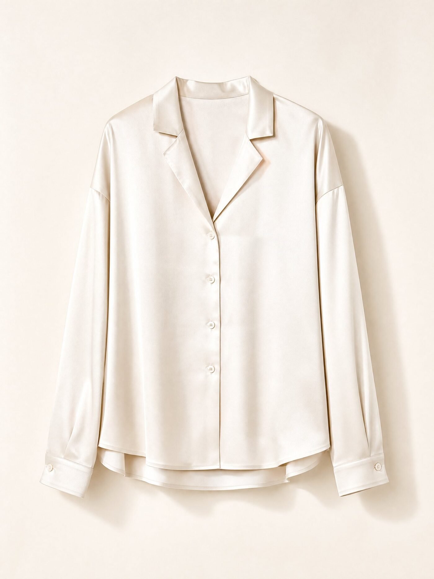 Relaxed Satin Shirt in Ivory