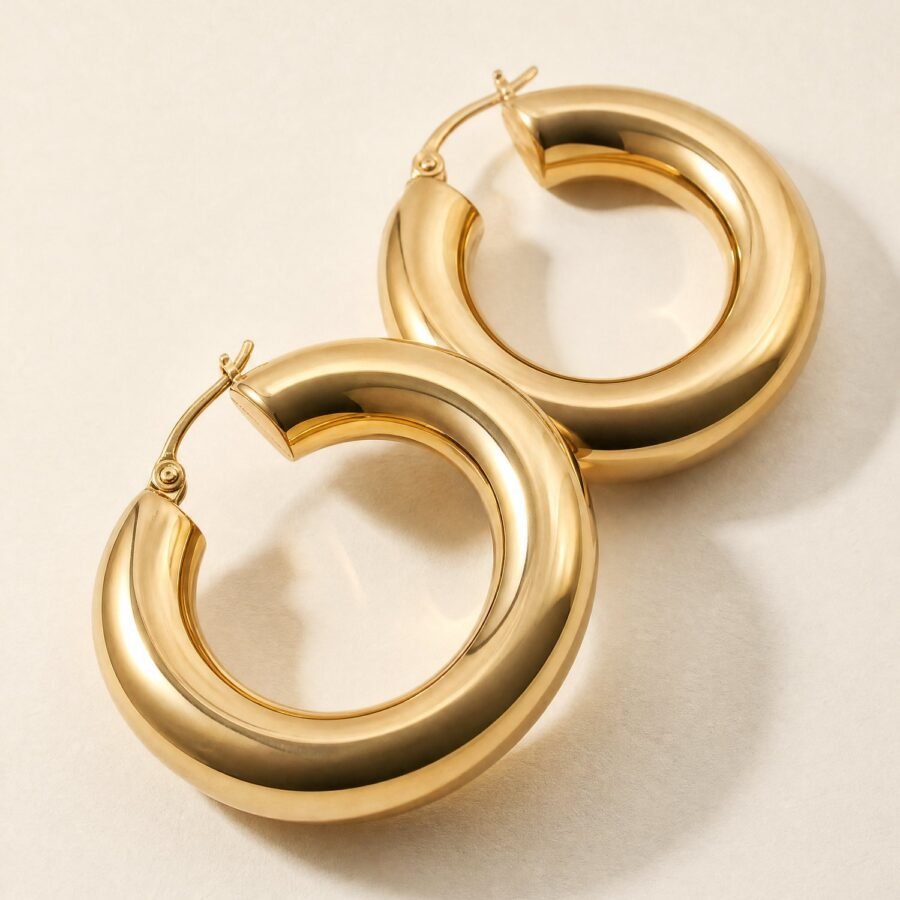Oversized Hoop Earrings in Gold-tone