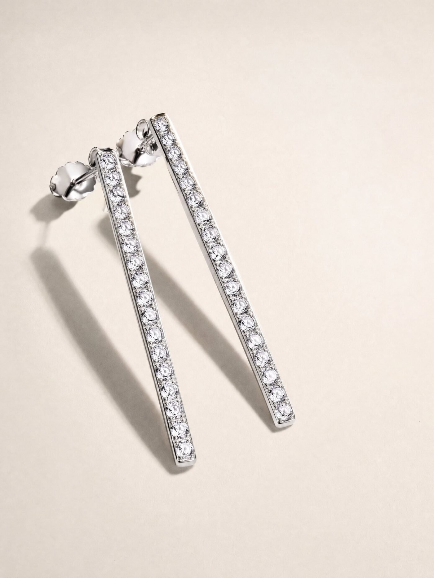 Crystal-Look Linear Drop Earrings in Silver-tone