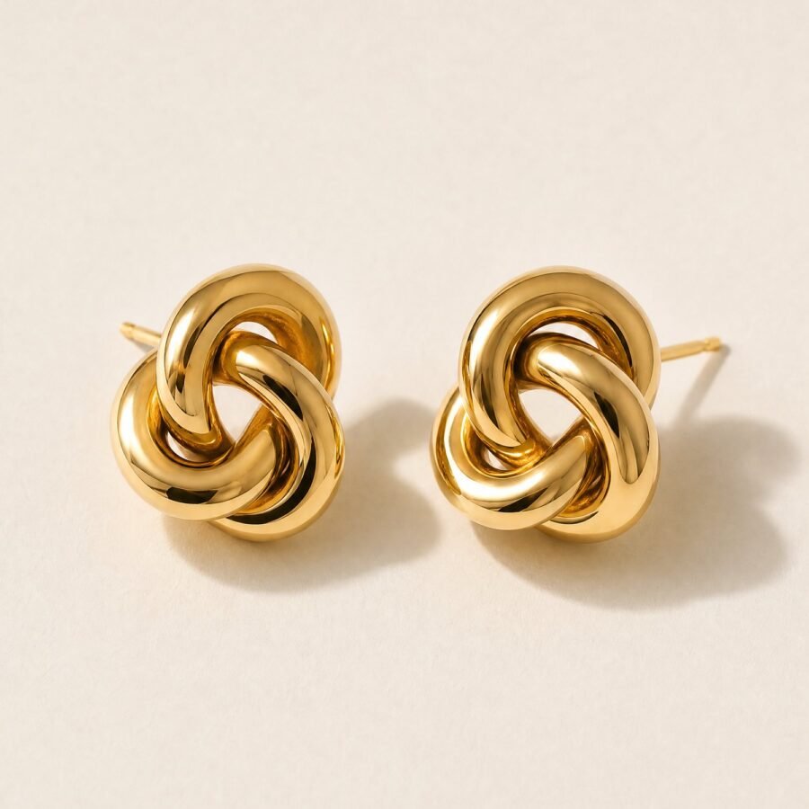 Sculpted Knot Earrings in Gold-tone
